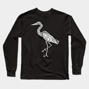 Native Inspired Great Blue Heron Long Sleeve T-Shirt